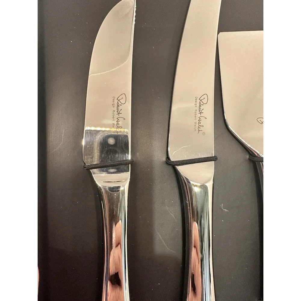 Crate & Barrel Caesna Cheese Knives Set 3 Robert Welch Stainless Steel Boxed